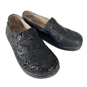 Alegria Keli Pro Black Paisley Leather Slip On Shoes Clogs Womens Sz 41 US 10.5
